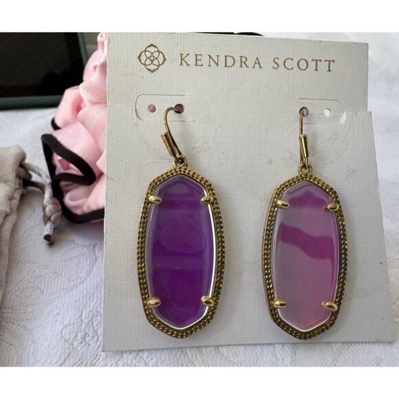 Kendra Scott Hallie Iridescent Pink Silver Drop Earrings NWT $70 w Gift Bag - Picture 3 of 7